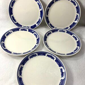 Vintage Homer Laughlin Blue Willow Border Set of 5 Salad Plates 8" Best China US